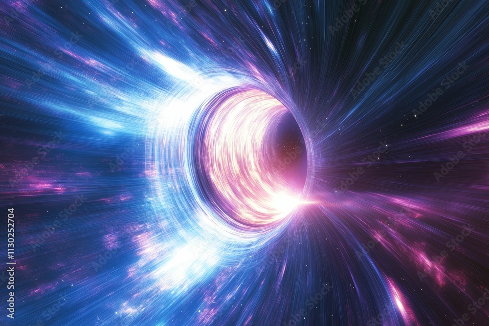 Obraz premium Glowing cosmic tunnel, vibrant hues, swirling energy.