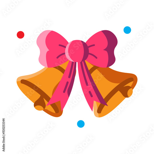Made in uk Adorable Festive Bells Tied with a Pink Bow  Celebration Clipart Illustration