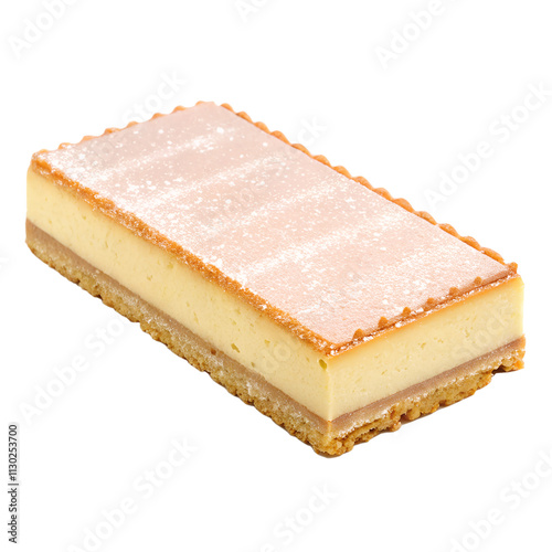 A rectangular pastel with golden, crisp edges, slightly puffed, and placed flat on a white background, isolated on transparent background photo