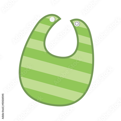 Green baby bib clipart. Baby apron vector set in cartoon style. Baby element, baby shower flat vector isolated on white background. 