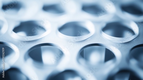 An extreme close-up of a metamaterial lens array, demonstrating advanced light manipulation for optical devices, Metamaterials technology style photo