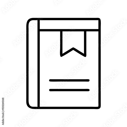 bookmark inside a book icon, book day line art, book day icon - simple black line art icon of bookmark inside a book, for book day celebrations. book day vector art.