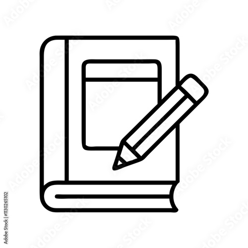 book with a pencil icon, book day line art, book day icon - simple black line art icon of book with a pencil, for book day celebrations. book day vector art.