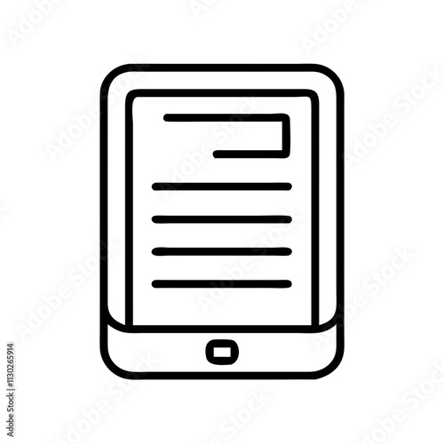 e book reader icon, book day line art, book day icon - simple black line art icon of e book reader, for book day celebrations. book day vector art.