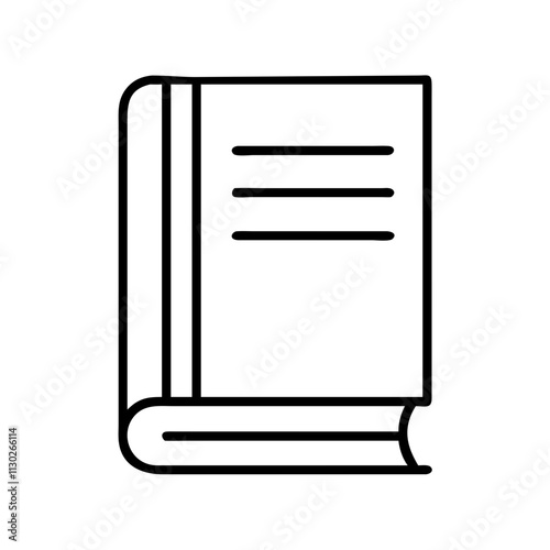 hardcover book icon, book day line art, book day icon - simple black line art icon of hardcover book, for book day celebrations. book day vector art.