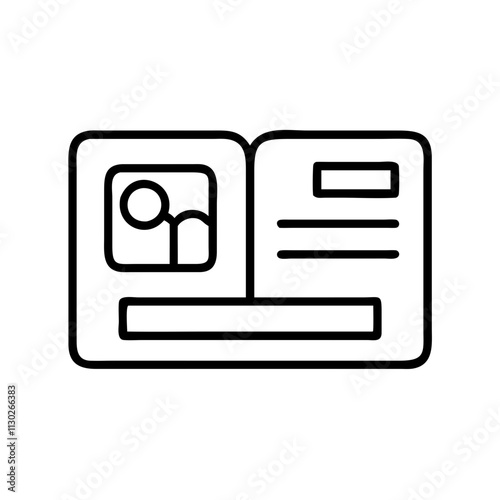 library card icon, book day line art, book day icon - simple black line art icon of library card, for book day celebrations. book day vector art.