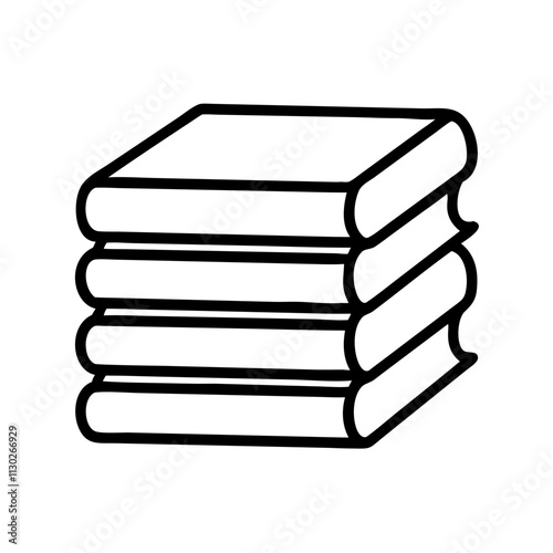 stack of books icon, book day line art, book day icon - simple black line art icon of stack of books, for book day celebrations. book day vector art.