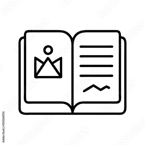 storybook icon, book day line art, book day icon - simple black line art icon of storybook, for book day celebrations. book day vector art.