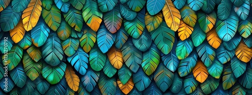 Colorful bird feather pattern closeup macro view Minimalistic wallpaper 