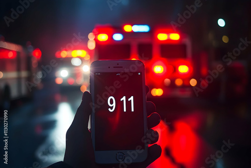 Emergency 911 Call Photo: Smartphone Screen Display