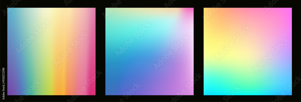 custom made wallpaper toronto digitalRainbow hologram set with ombre gradient pattern and pastel texture. Soft blur and neon aura in modern digital wallpaper template.