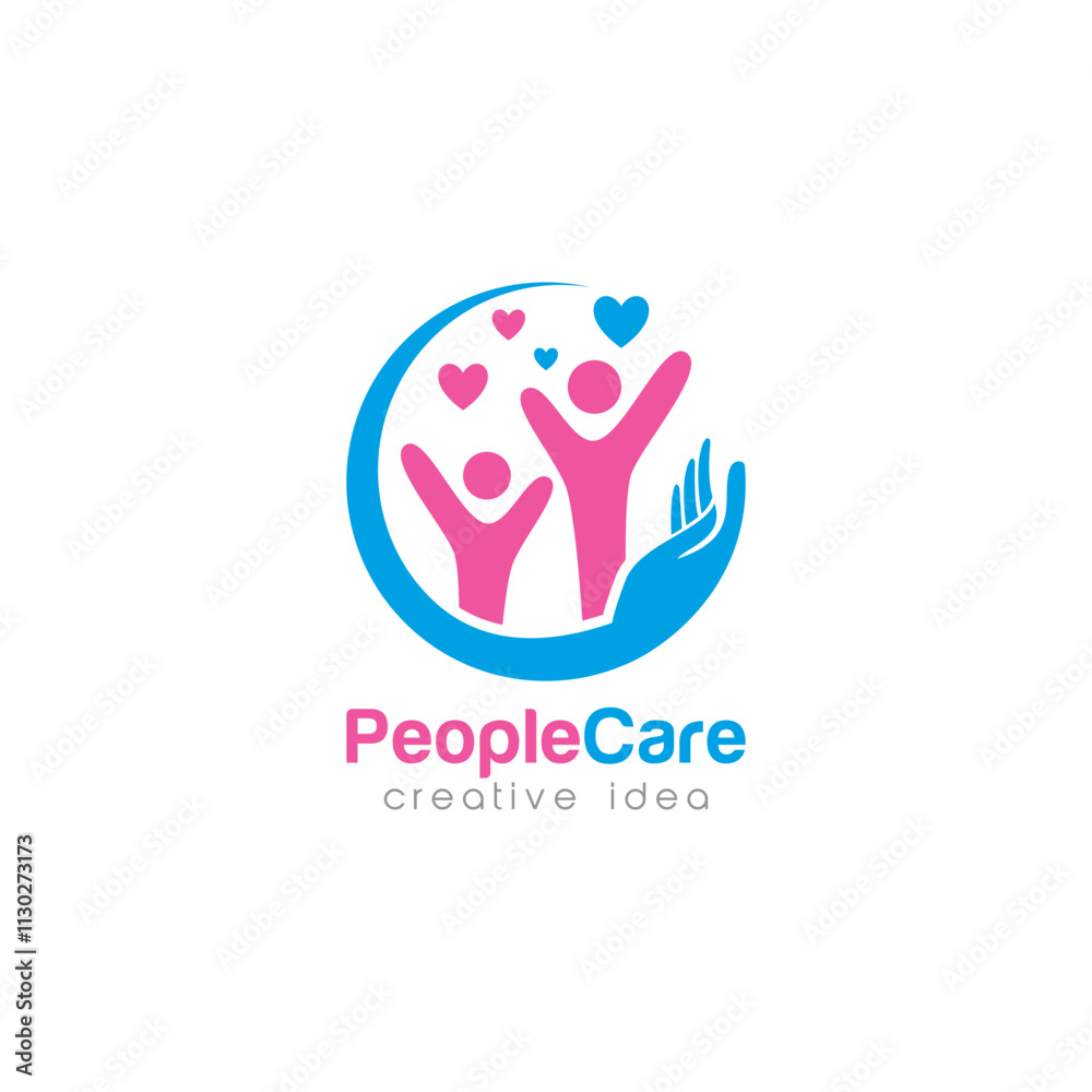 Obraz premium Creative People Care Concept Logo Design Template 