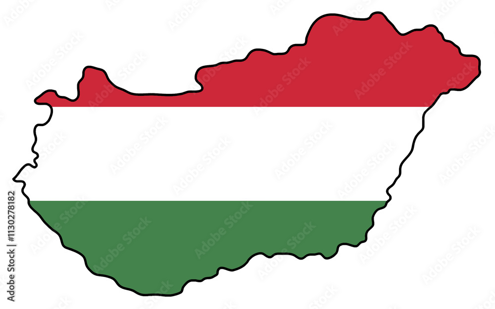 Obraz premium Border of Hungary with flag inserted