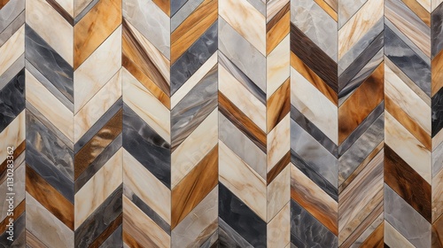 Herringbone Patterned Stone Tile Wall photo