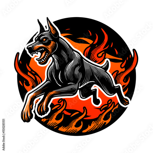 Angry doberman dog illustration vector style 1.eps