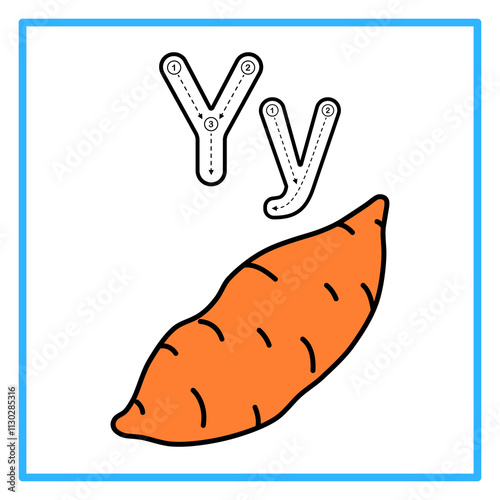 tracing alfabet flat yam illustration