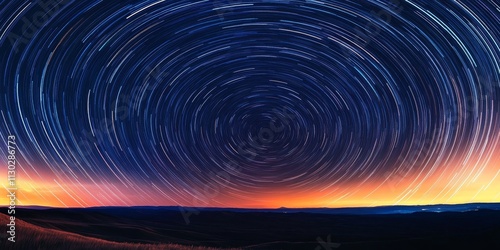 Panoramic view of the sky and stars captured in a long exposure photograph, featuring grainy textures and a blurred focus to emphasize the night sky s beauty and depth.