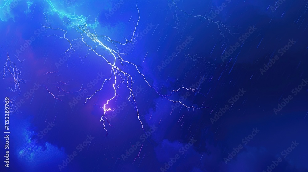 A bright lightning bolt striking with intensity on a solid midnight blue background.