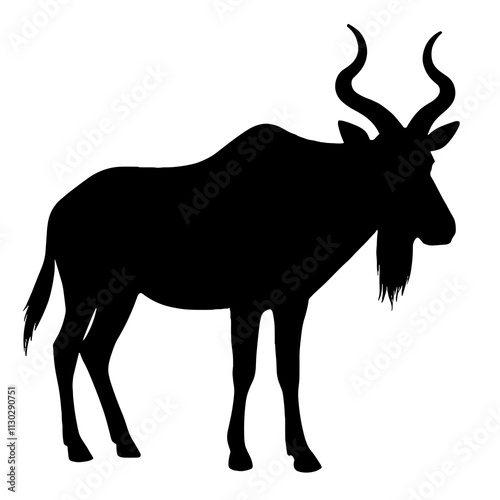 Silhouette of wildebeest in black and white, nature symbolism