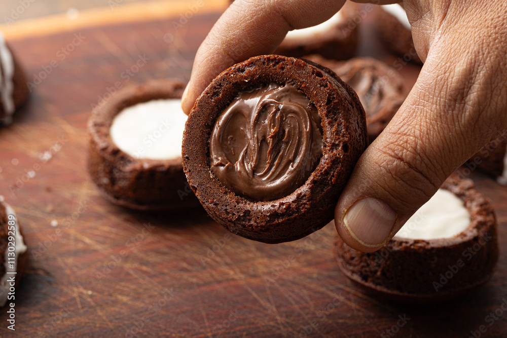Handcrafted Chocolate Financiers with White Glaze