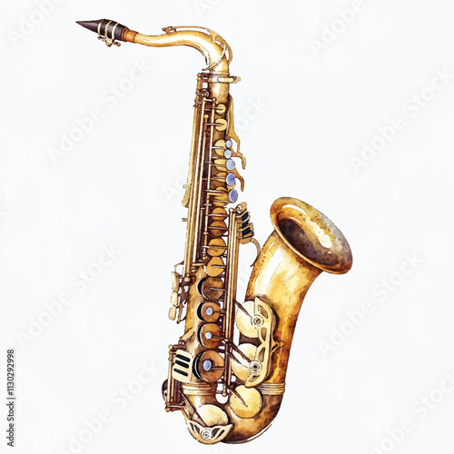 Saxophone watercolor clipart illustration