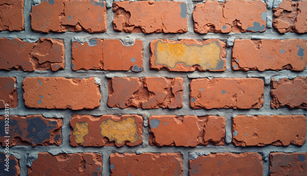 Obraz premium Authentic Aged Brick Wall with Weathered Texture and Rustic Character