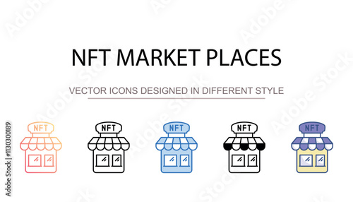 NFT Market Places icon design with white background stock illustration