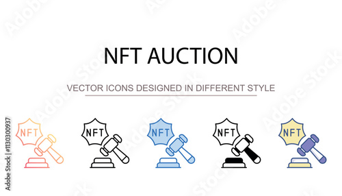 NFT Auction icon design with white background stock illustration