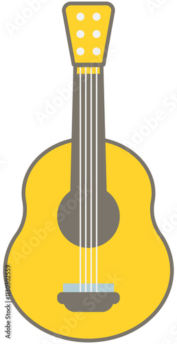 Cute Hand Drawn Musical Instrument Wood Acoustic Guitar