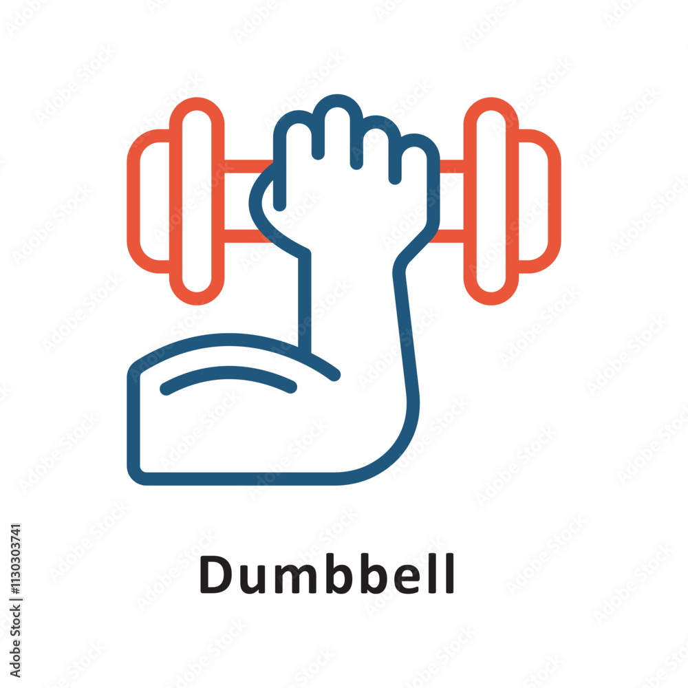 Fototapeta premium Dumbbell Vector Two Colors Outline Icon. Eps 10 File