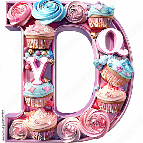 Letter D Cup Cake design using icing and beauty with tasty 