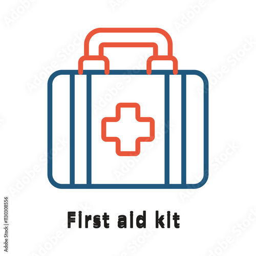 First Aid Kitt Vector Two Colors Outline Icon. Eps 10 File