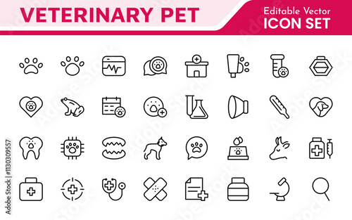 Veterinary Icon Set. A compassionate collection of icons designed for veterinary clinics and pet care services.