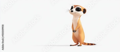 A cartoon meerkat standing on two legs, white background 