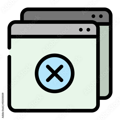 Dark Close Window Icon Illustration for Web Design and User Interface Elements