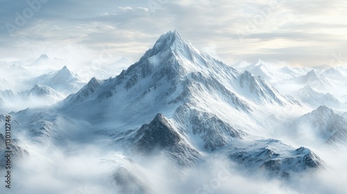 Misty morning mountains with peaks barely visible, embodying the essence of adventure and natural beauty.