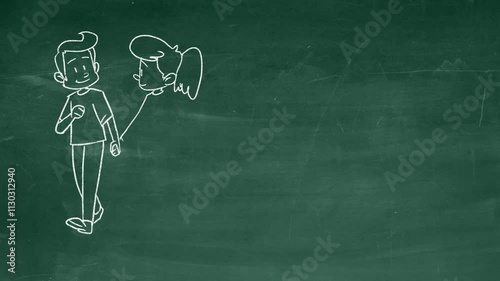 A charming chalkboard animation with a romantic message about life and love, featuring hand-drawn characters and text