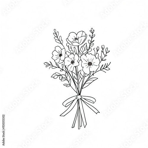 Minimalist line art of a bouquet, perfect for logos.