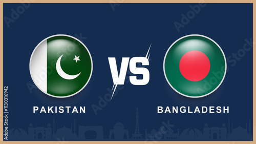 pakistan vs bangladesh flag, pakistan building skyline use for ICC Champions Trophy 2025  template banner design