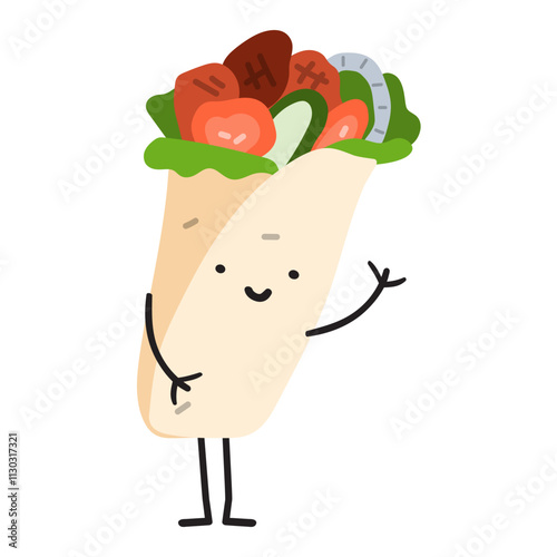 Funny character. Kebab. Food design. hand drawn illustration on white background.
