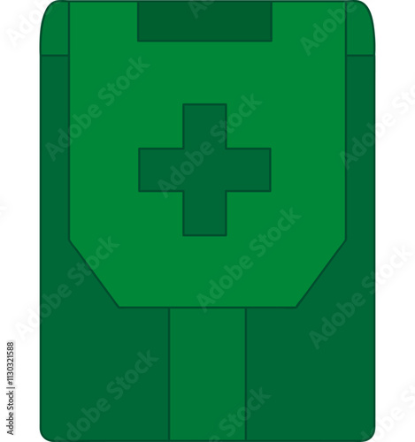  IFAK first aid kit olive color with outline, military equipment vector..