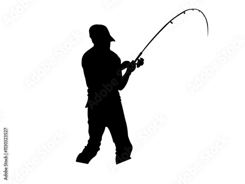 angler fishing silhouette high vector