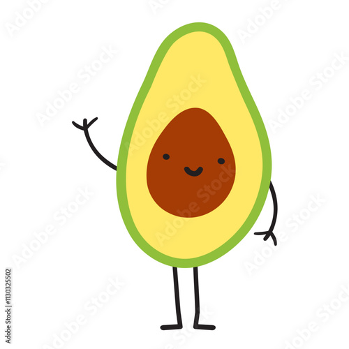 Cute avocado character. Flat vector design. Illustration on white background.