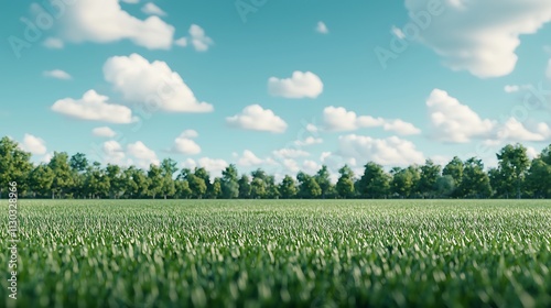 Vibrant grass field and clear blue sky a tranquil outdoor nature photography scene