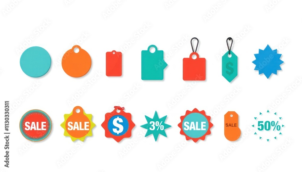 Fototapeta premium Set Of Tags Sales Tr Discount - Set Of Labels - Set Of Price Tags - Set Of Price Tags For Sale