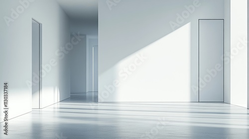 Wallpaper Mural Minimalist interior scene with light and shadows highlighting empty modern space and open doors Torontodigital.ca