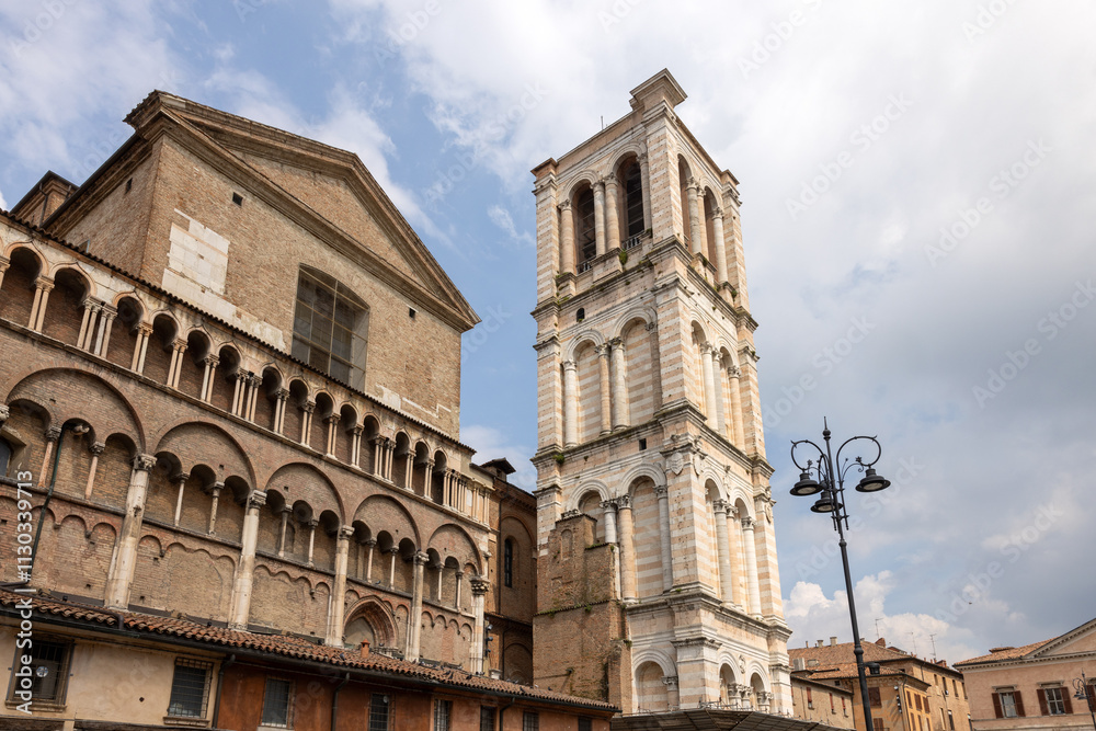 Fototapeta premium Bell tower of San Giorgio's cathedral, Ferrara, Italy