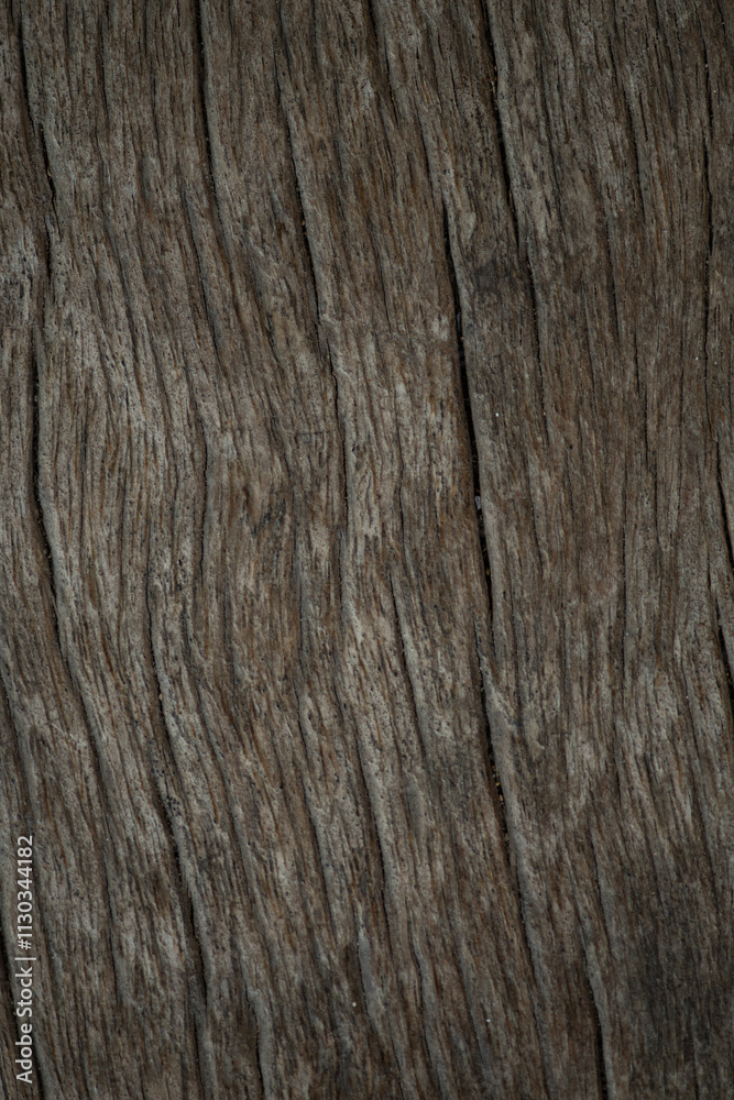 Fototapeta premium A textured close-up of natural wood grain with dark, earthy tones. Ideal for backgrounds, design elements, or rustic themes.