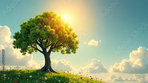 Wallpaper Mural Joyful Little Tree with Uplifted Branches - AI Art -  Nature Portrait - Childlike Happiness Torontodigital.ca