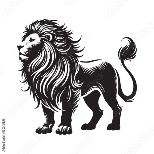 A lion black silhouette vactor photo